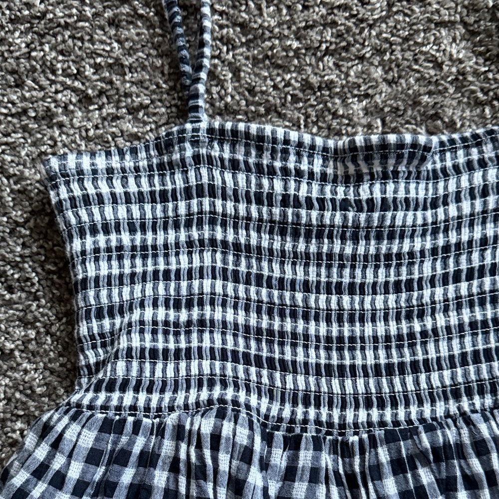 American Eagle Blue and White Gingham Peplum Top size medium - Picture 3 of 5